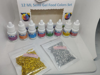 12 ML Semi-Gel Food Colors Bright Color use for Multiple purposes Complete Set With Free Gifts Ramzan Offers